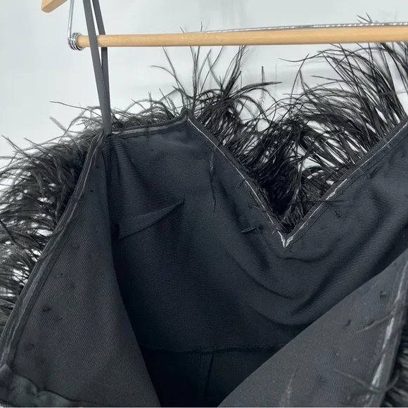 NWT Catchall Naomi Black Strapless Feather Trimmed Bandage Maxi Bodycon Dress - Picture 11 of 16